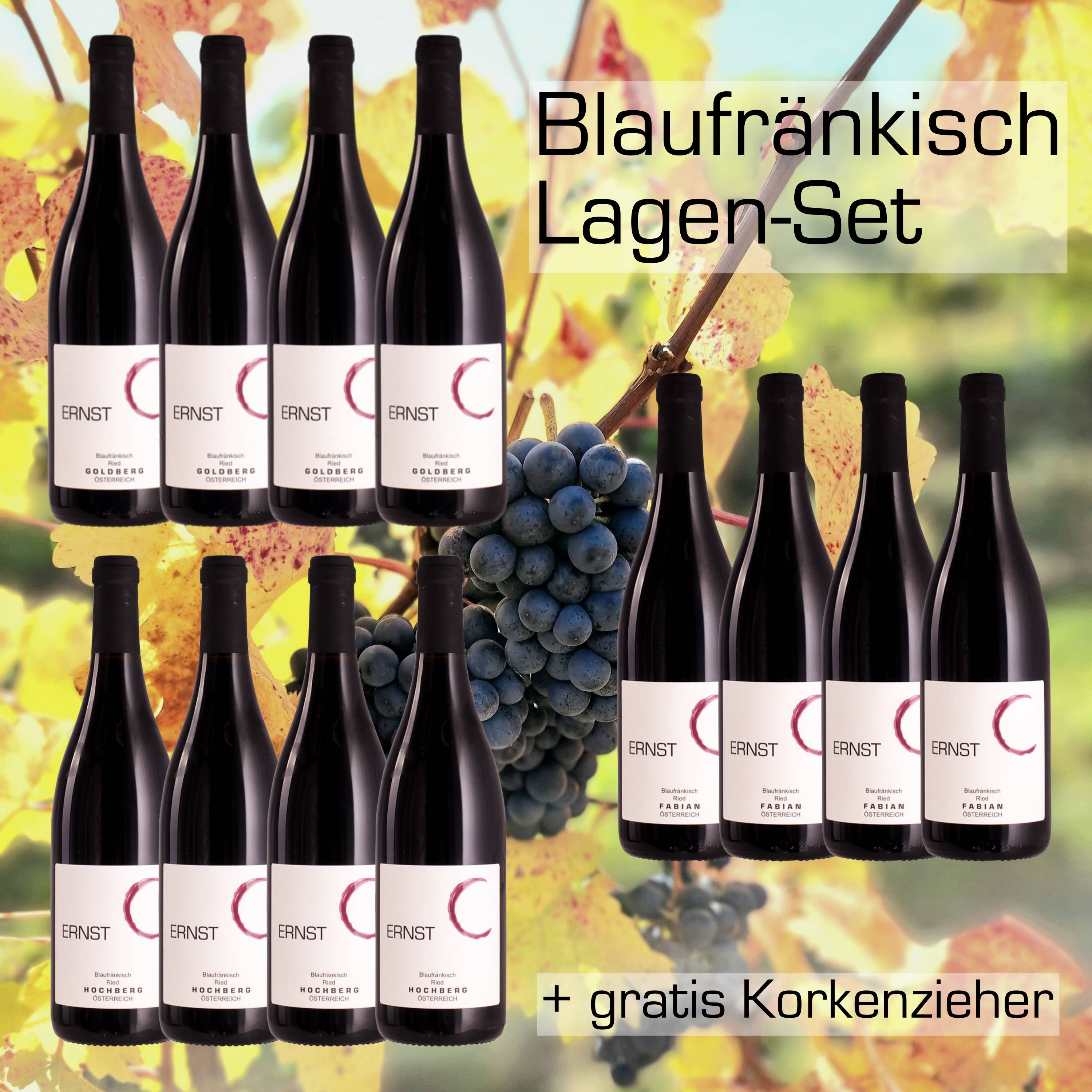 <Herkunft Zählt> Blaufränkisch Lagen-Set + gratis Korkenzieher - Weingut Ernst